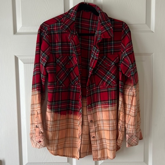 Sanctuary Red and Green Tartan Plaid Flannel‎ Button Down 100% Cotton Sz Small - Picture 3 of 9